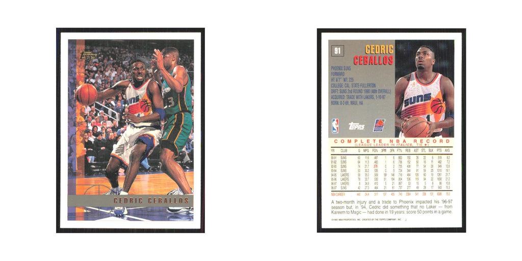 1997 Topps Cedric Ceballos Suns #91.0