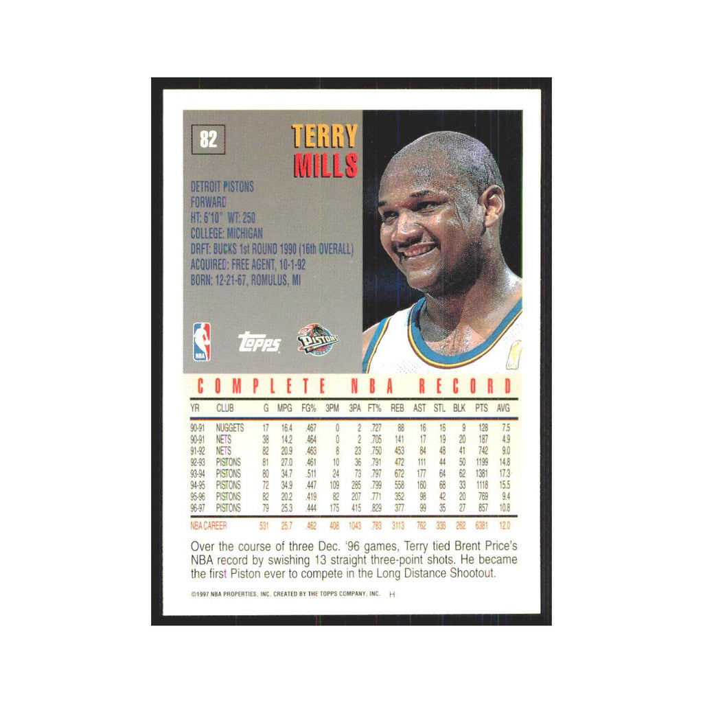 1997 Topps Terry Mills Pistons #82.0