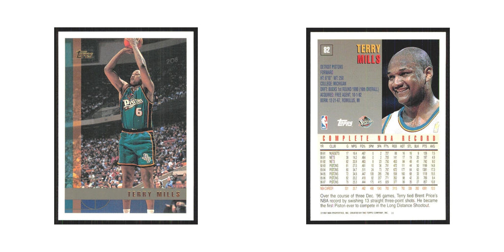 1997 Topps Terry Mills Pistons #82.0