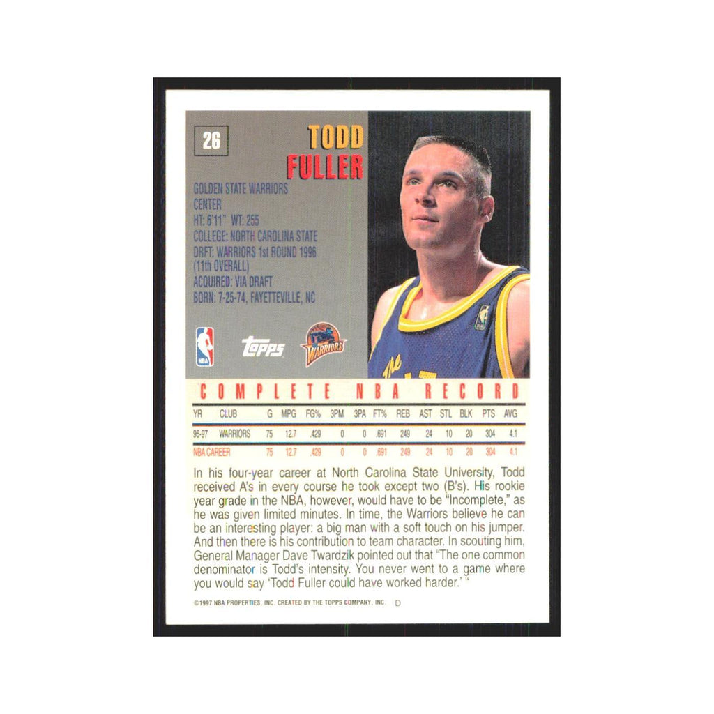 1997 Topps Todd Fuller Golden State Warriors #26.0