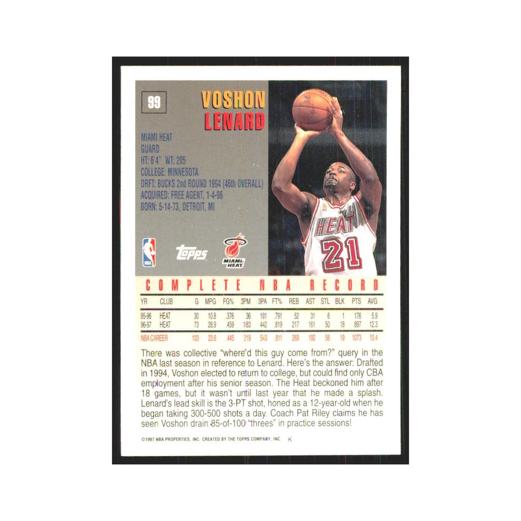 1997 Topps Voshon Lenard Heat #99.0
