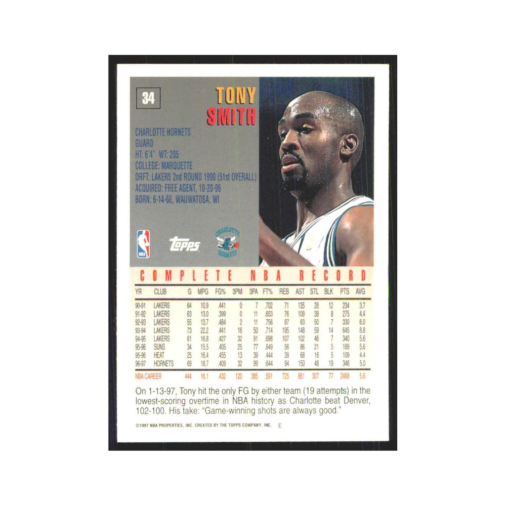1997 Topps Tony Smith Hornets #34.0