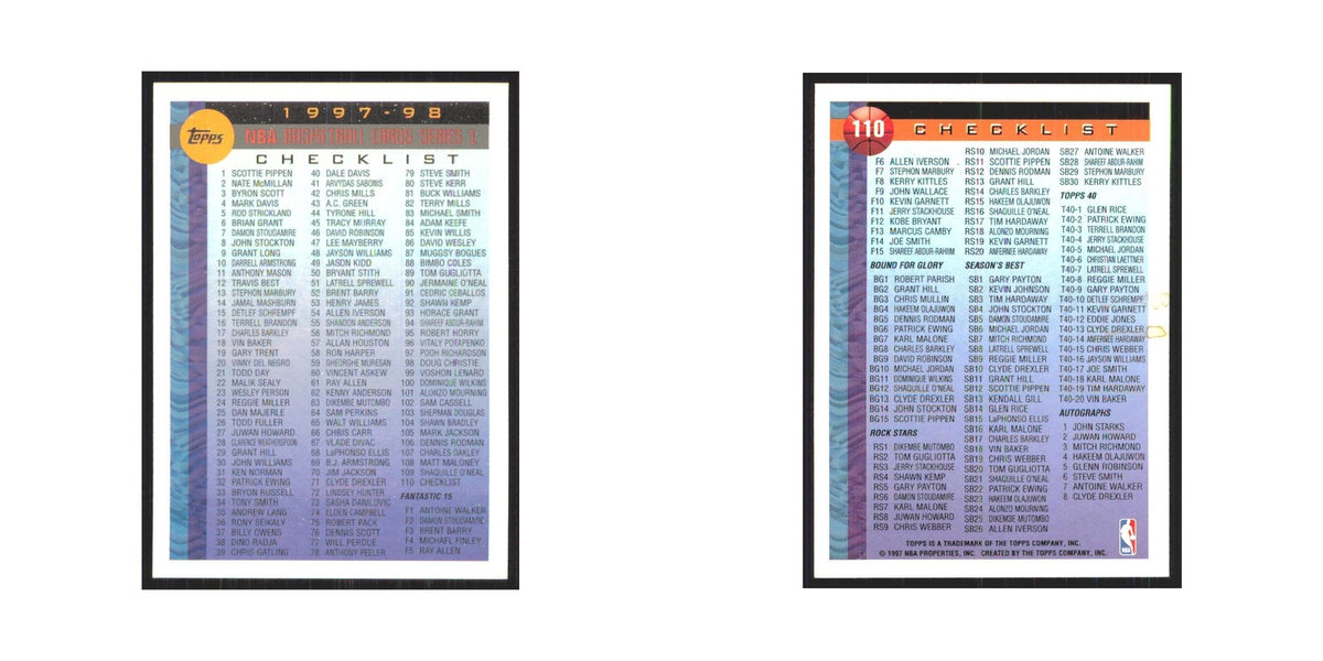 1997 Topps Checklist #110.0