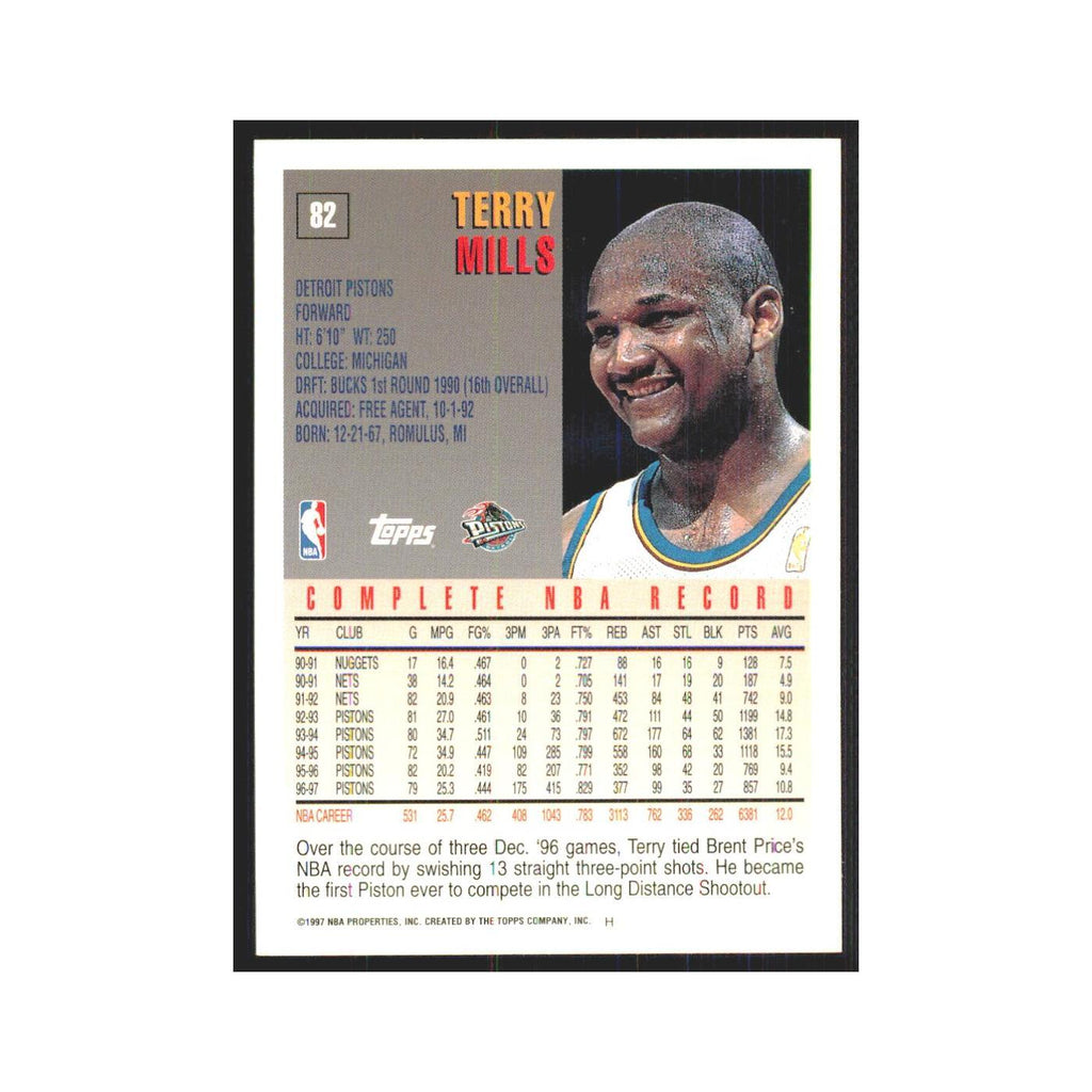 1997 Topps Terry Mills Pistons #82.0