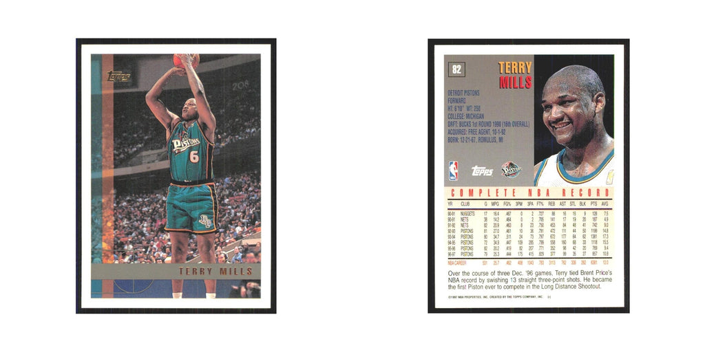 1997 Topps Terry Mills Pistons #82.0