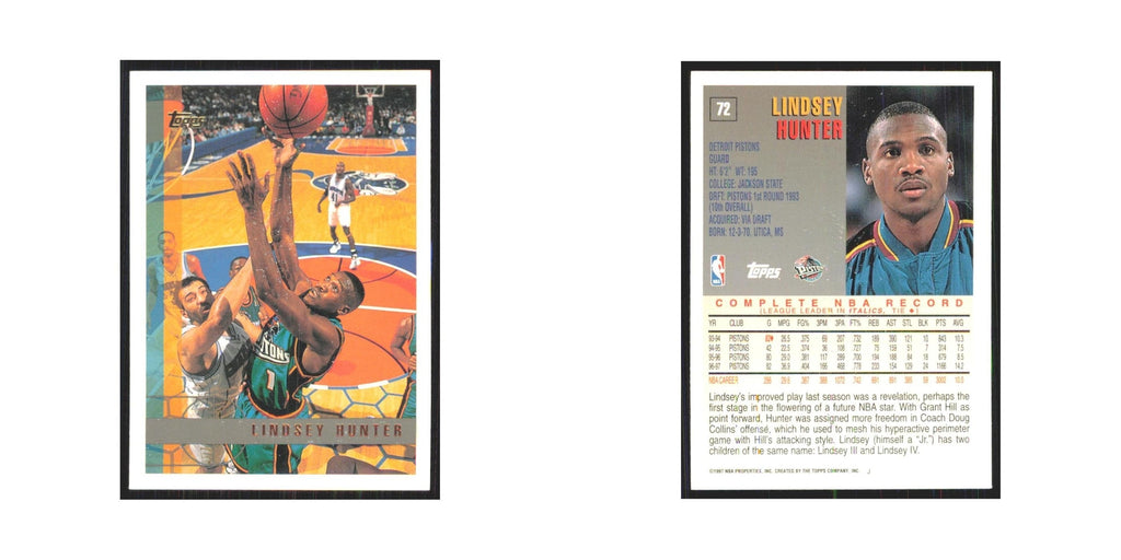 1997 Topps Lindsey Hunter Pistons #72.0