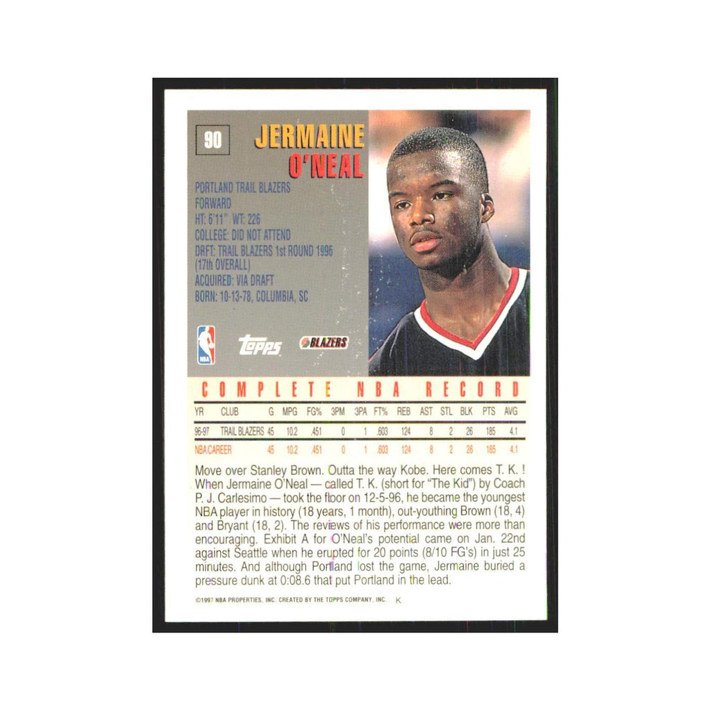 1997 Topps Jermaine O'Neal Blazers #90.0