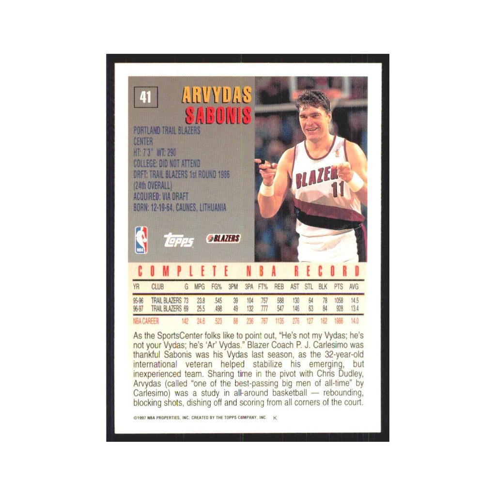 1997 Topps Arvydas Sabonis Blazers #41.0
