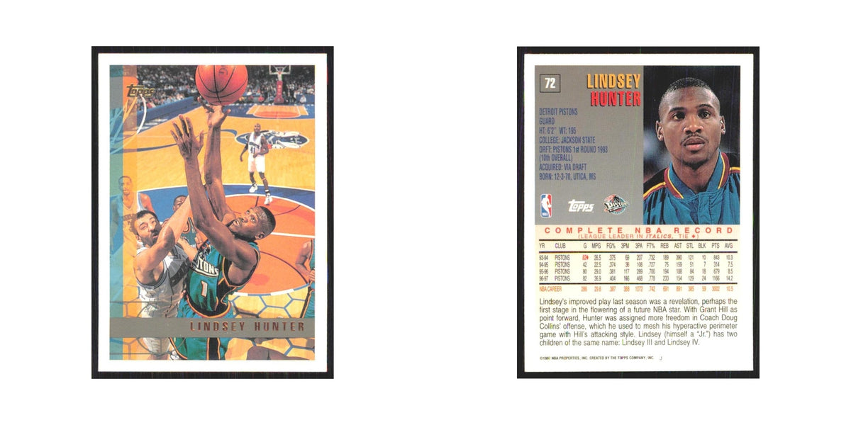 1997 Topps Lindsey Hunter Pistons #72.0