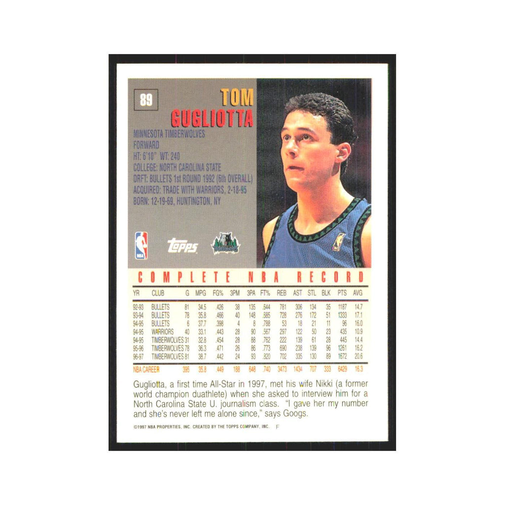 1997 Topps Tom Gugliotta Timberwolves #89.0
