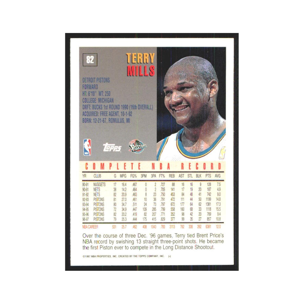 1997 Topps Terry Mills Pistons #82.0