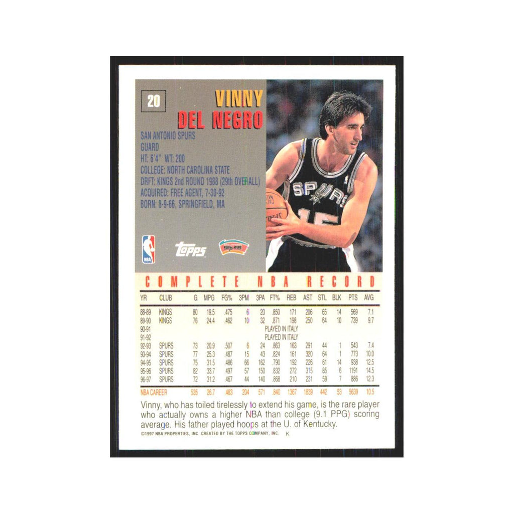 1997 Topps Vinny Del Negro Spurs #20.0
