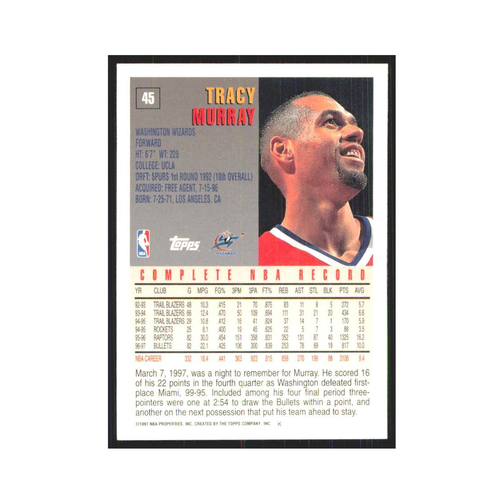 1997 Topps Tracy Murray Wizards #45.0