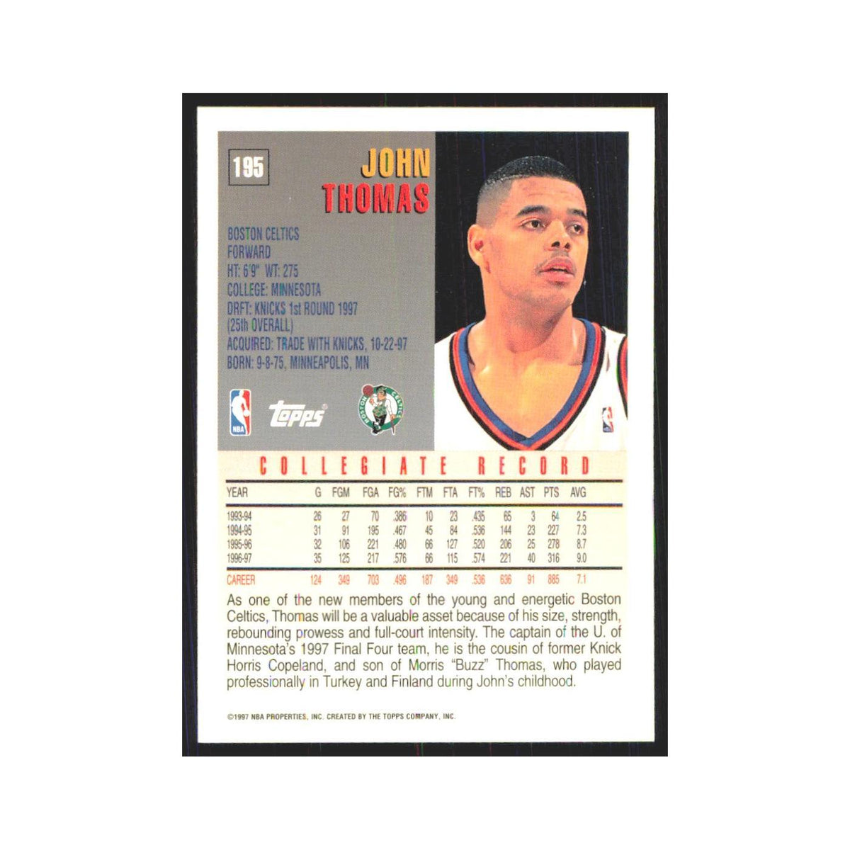1997 Topps John Thomas Knicks #195.0