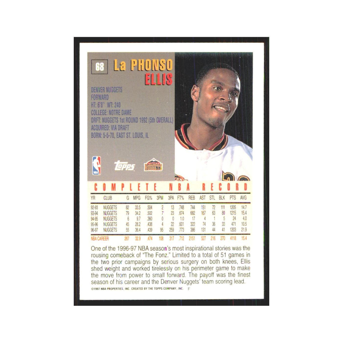 1997 Topps LaPhonso Ellis Nuggets #68.0