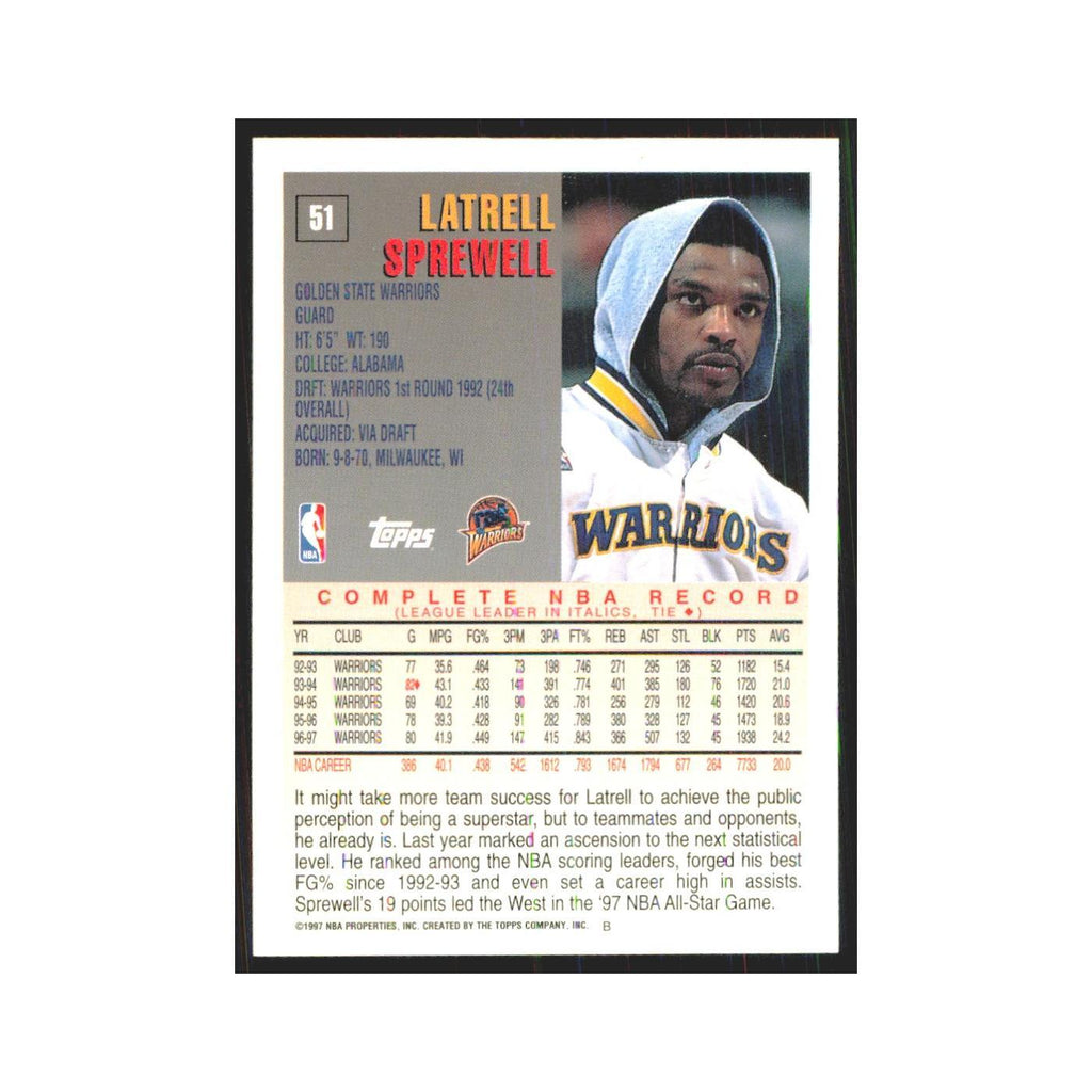1997 Topps Latrell Sprewell Golden State Warriors #51.0