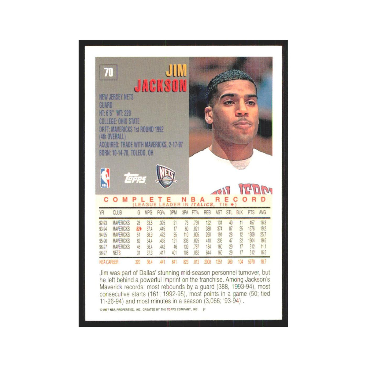 1997 Topps Jim Jackson Nets #70.0
