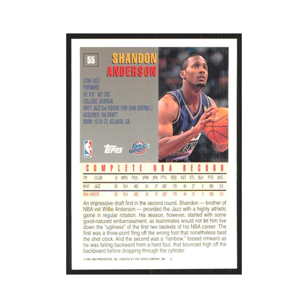 1997 Topps Shandon Anderson Jazz #55.0