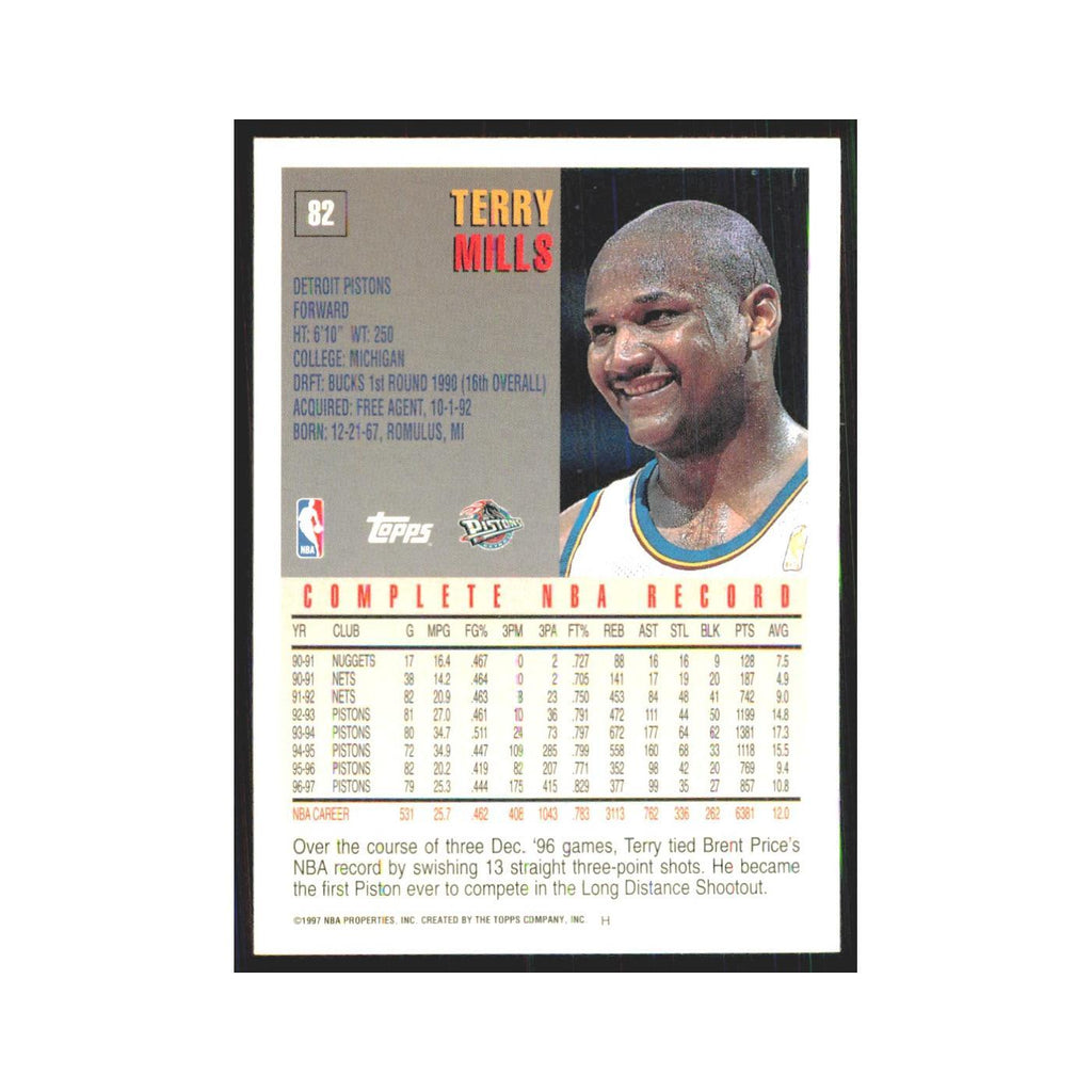 1997 Topps Terry Mills Pistons #82.0