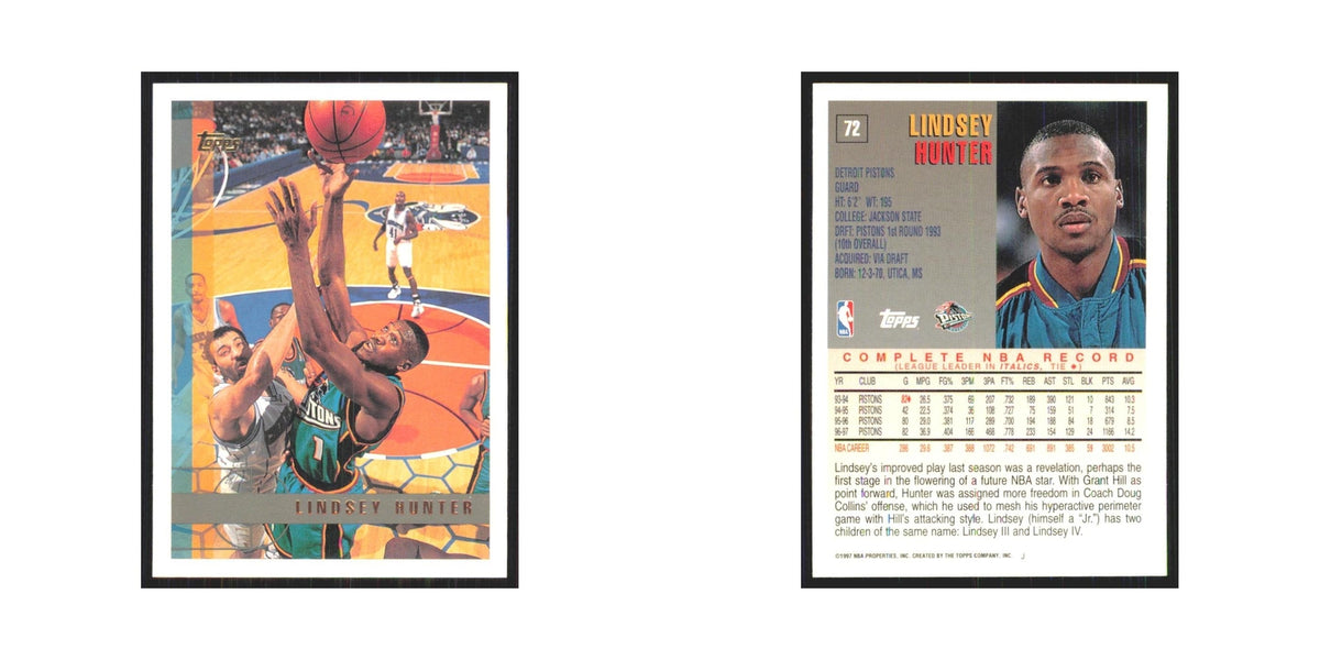 1997 Topps Lindsey Hunter Pistons #72.0