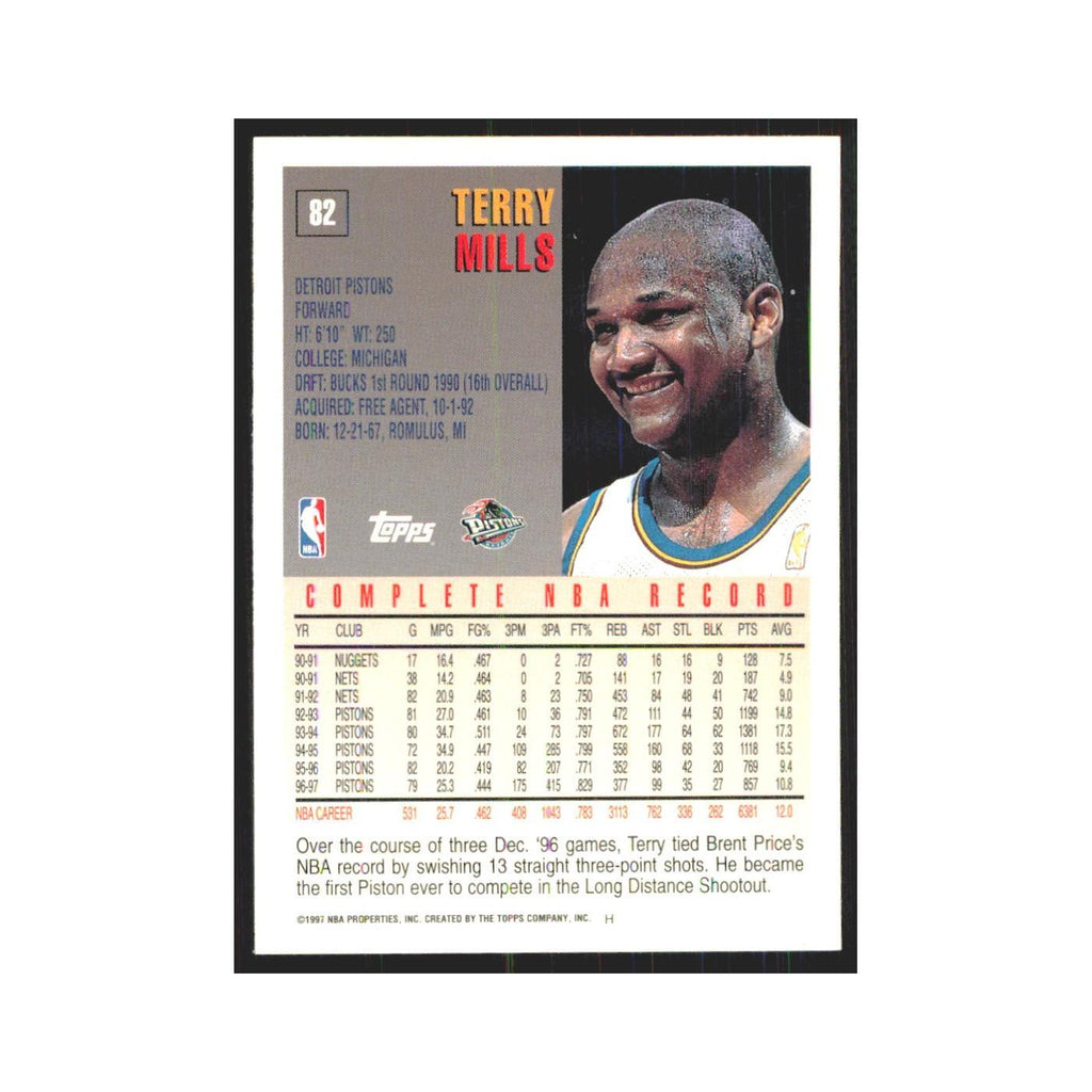 1997 Topps Terry Mills Pistons #82.0