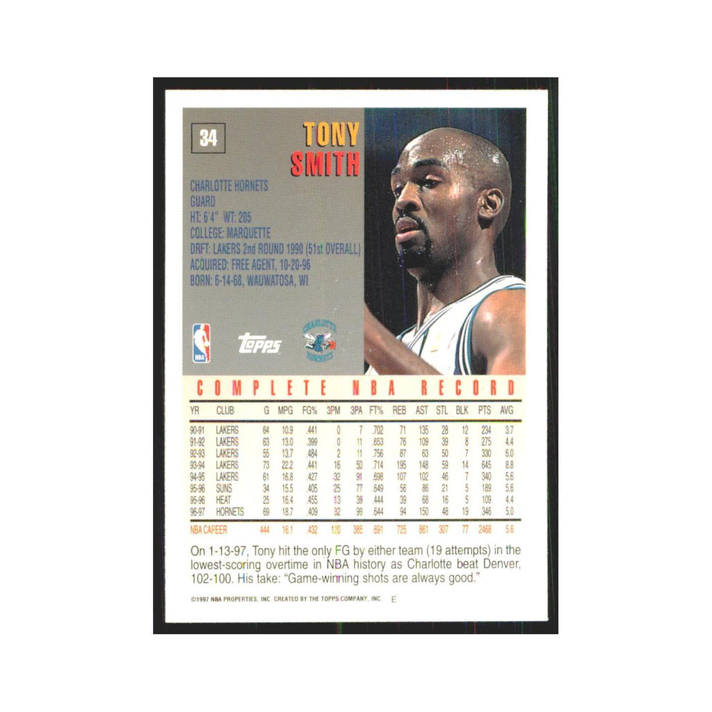 1997 Topps Tony Smith Hornets #34.0