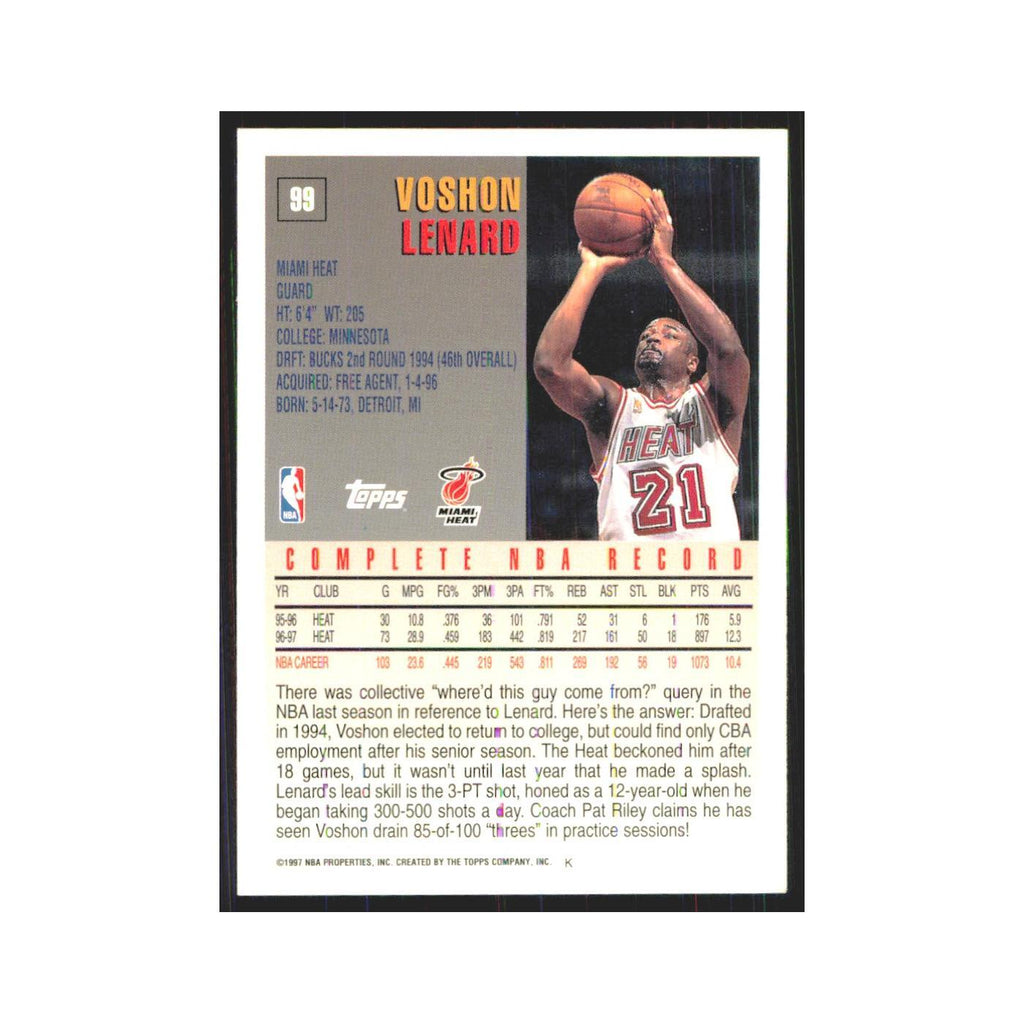 1997 Topps Voshon Lenard Heat #99.0