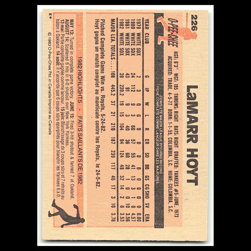 LaMarr Hoyt #226 1983 O-Pee-Chee Chicago White Sox Baseball Card MLB NM