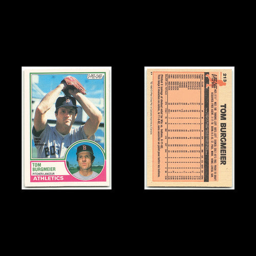 Tom Burgmeier #213 1983 O-Pee-Chee Oakland Athletics Baseball Card MLB NM