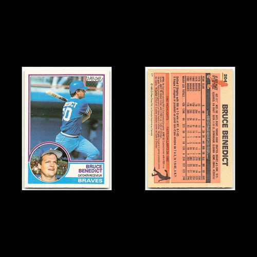 Bruce Benedict #204 1983 O-Pee-Chee Atlanta Braves Baseball Card MLB NM
