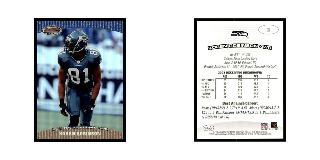 2004 Bowman's Best Koren Robinson Football Cards #31