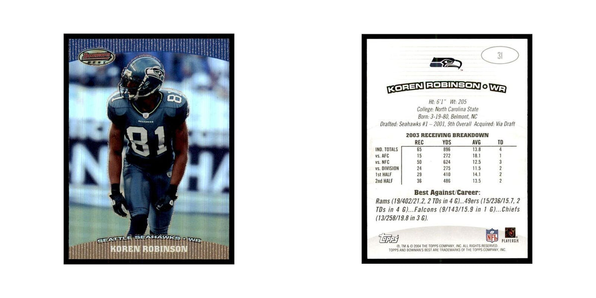 2004 Bowman's Best Koren Robinson Football Cards #31