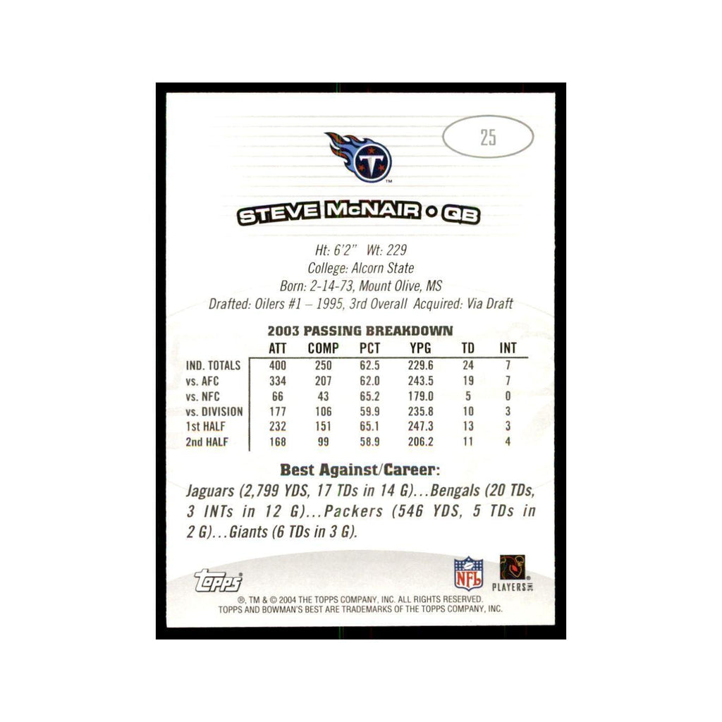 2004 Bowman's Best Steve McNair Football Cards #25