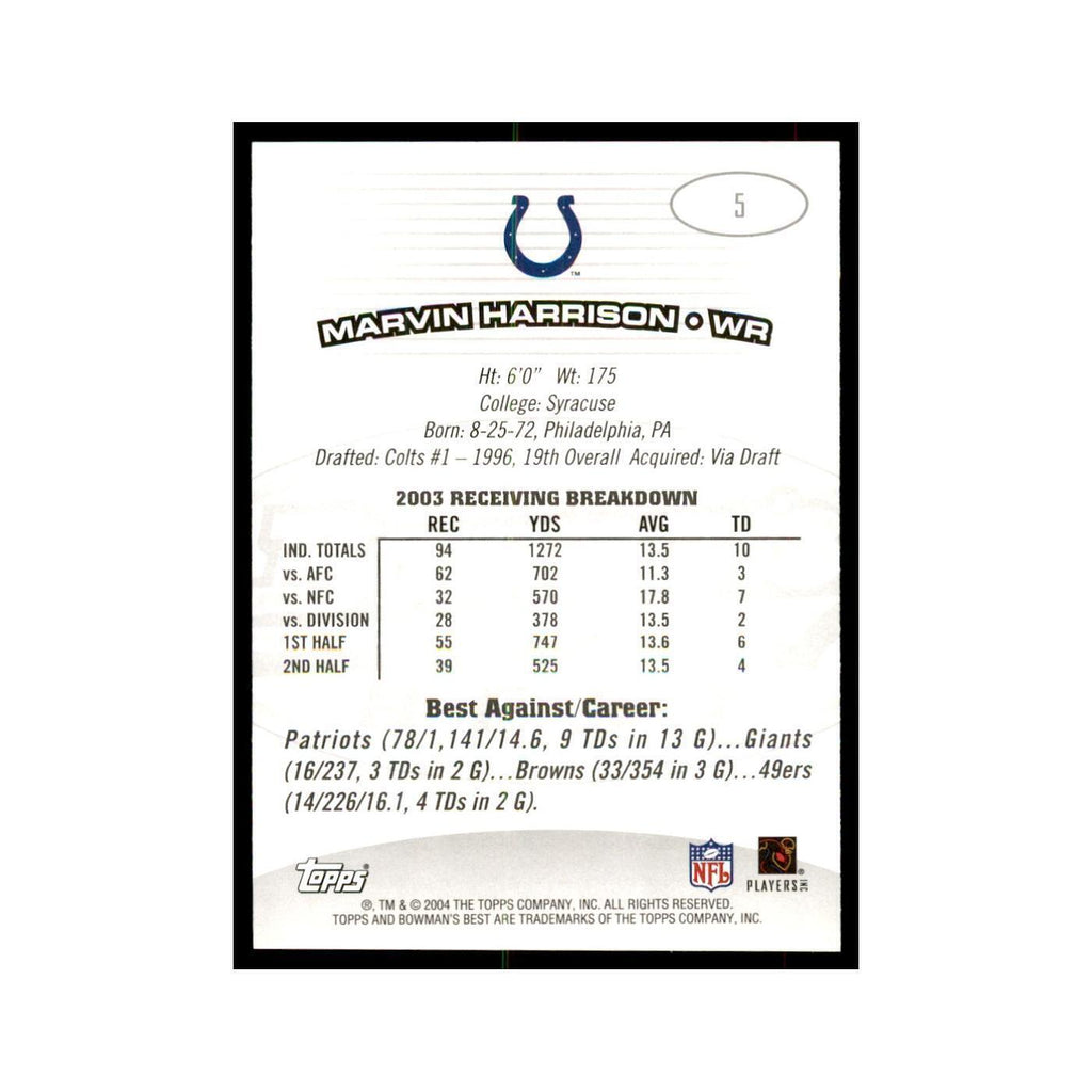 2004 Bowman's Best Marvin Harrison Football Cards #5