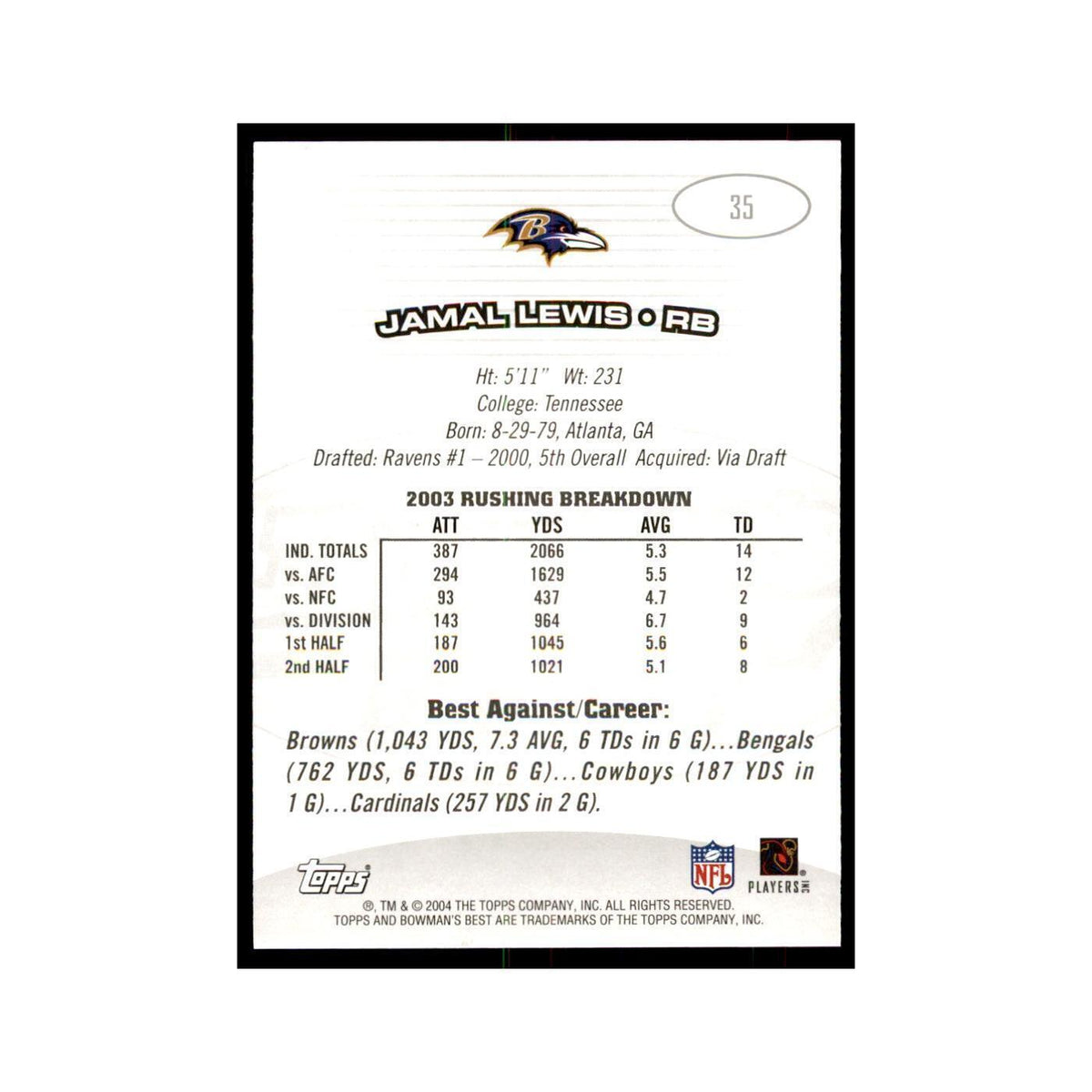 2004 Bowman's Best Jamal Lewis Football Cards #35