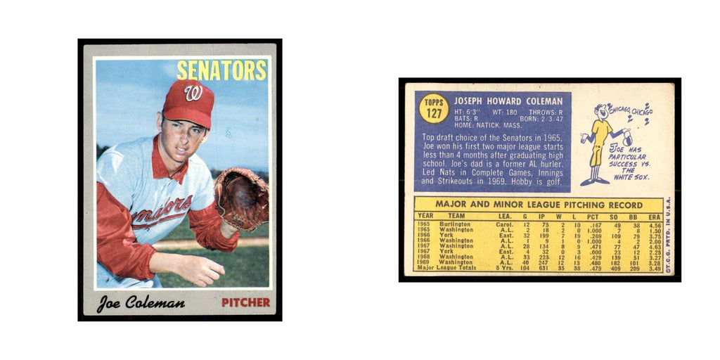 1970 Topps Joe Coleman Baseball Cards #127
