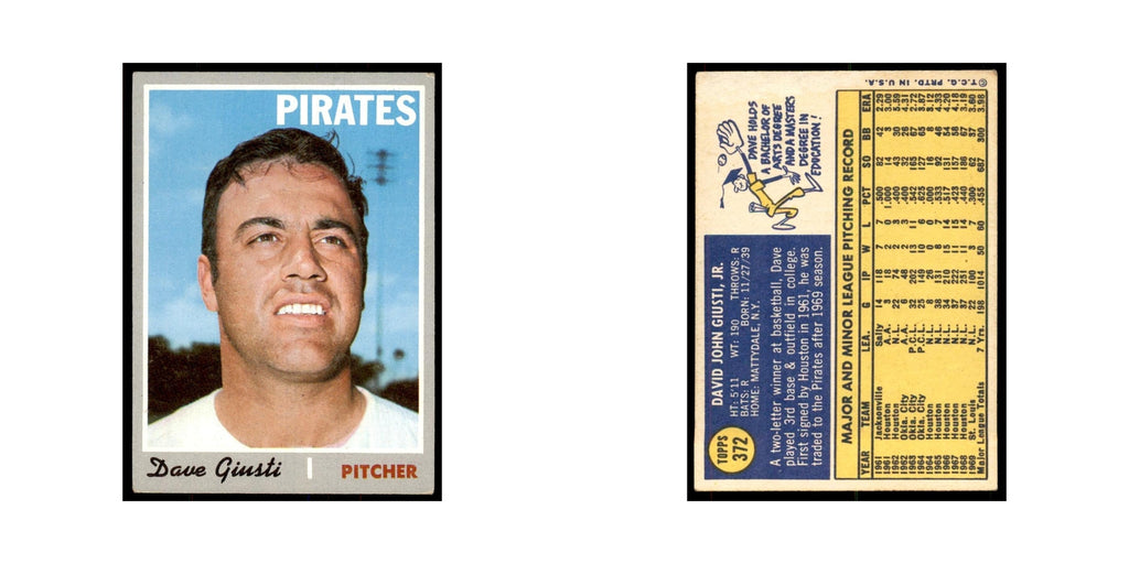 1970 Topps Dave Giusti Baseball Cards #372