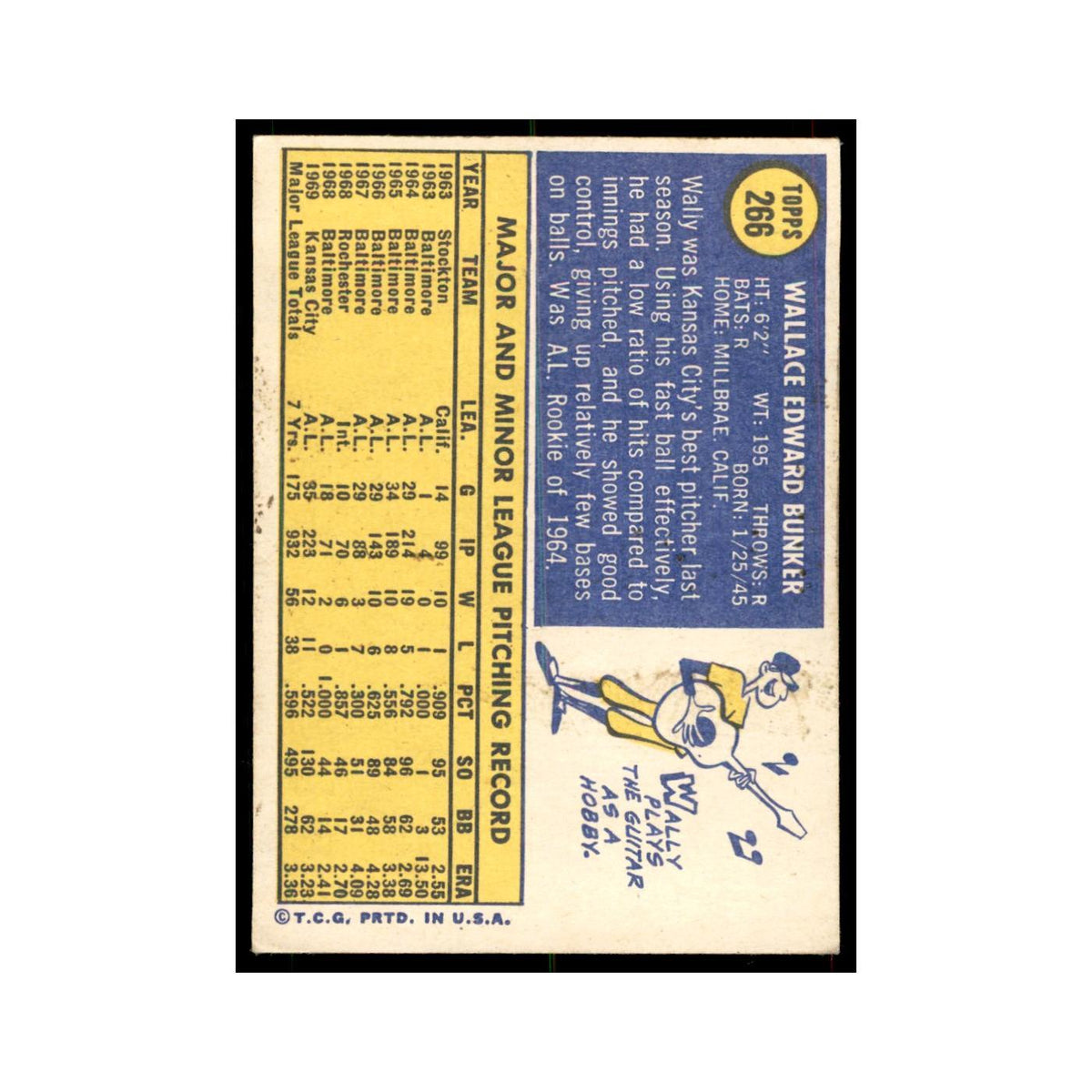 1970 Topps Wally Bunker Baseball Cards #266