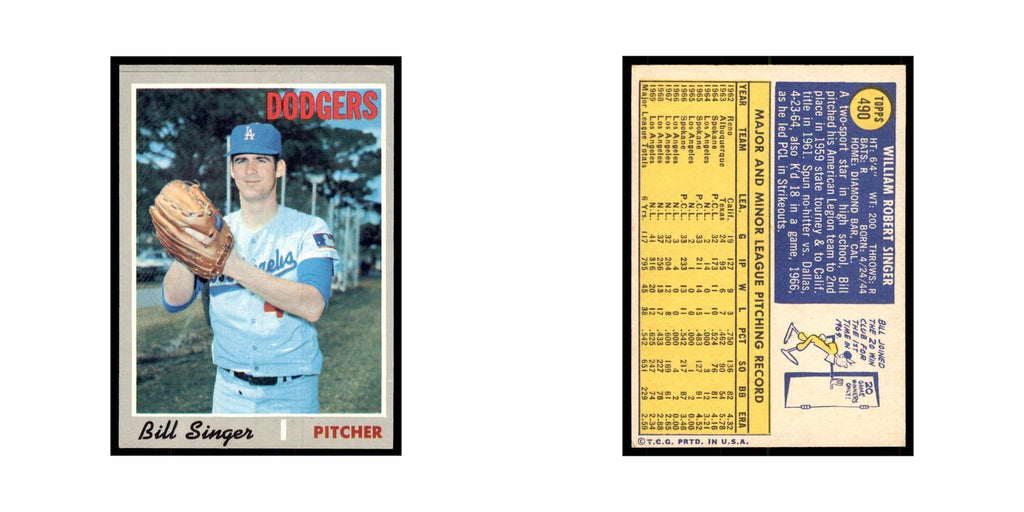 1970 Topps Bill Singer Baseball Cards #490