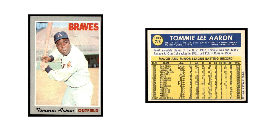 1970 Topps Tommie Aaron Baseball Cards #278