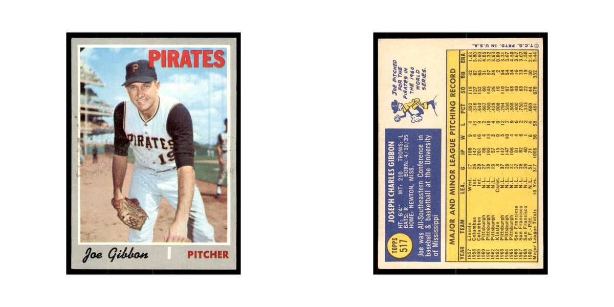 1970 Topps Joe Gibbon Baseball Cards #517