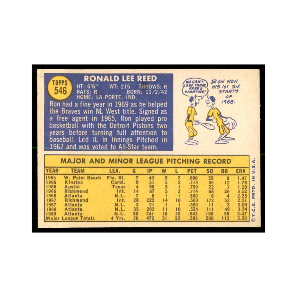 1970 Topps Ron Reed Baseball Cards #546