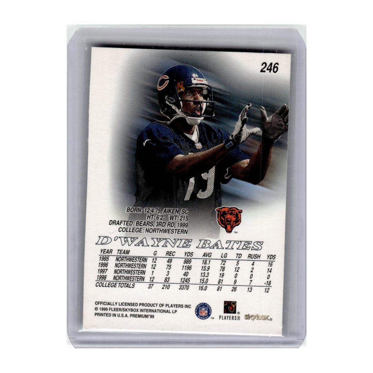 1999 SkyBox Premium D'Wayne Bates RC Bears #246
