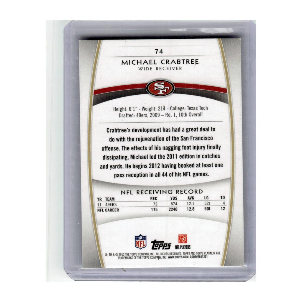 2012 Topps Platinum Michael Crabtree 49ers #74