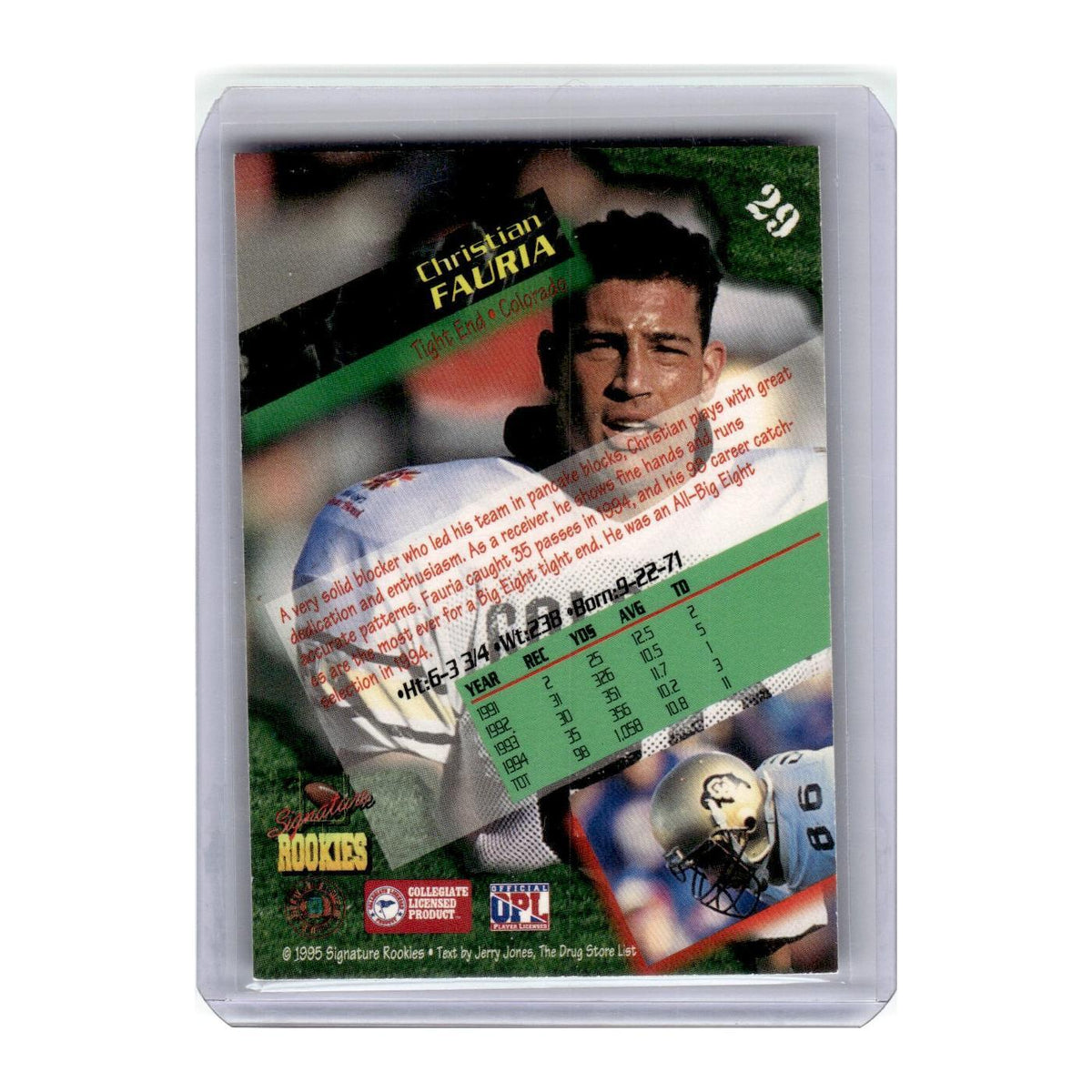 1995 Singature Rookies Christian Fauria #29