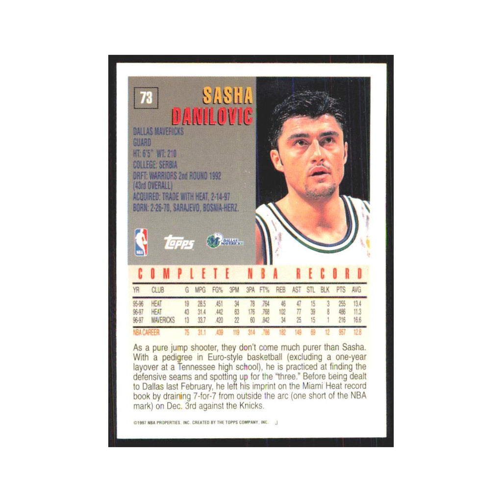 1997 Topps Sasha Danilovic Mavericks #73.0