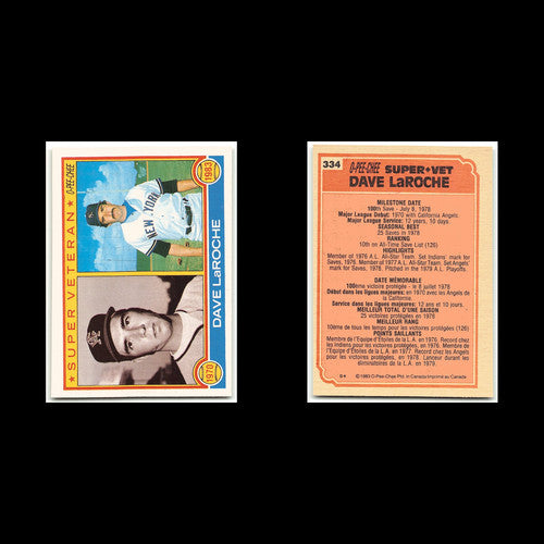 Dave LaRoche #334 1983 O-Pee-Chee California Angels/New York Yankees Baseball NM