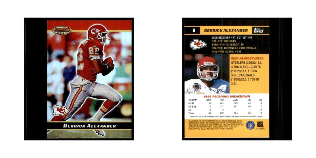 2000 Bowman's Best Derrick Alexander Football Cards #8