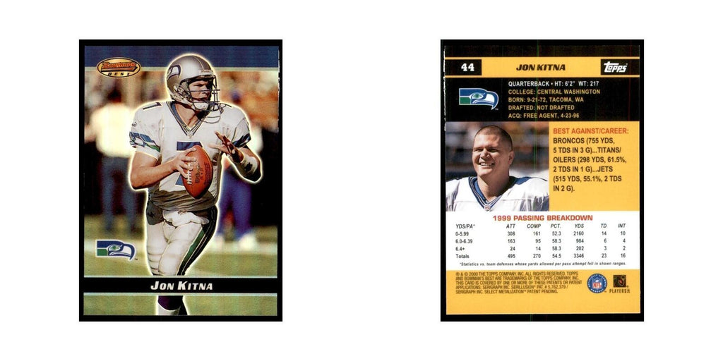2000 Bowman's Best Jon Kitna Football Cards #44