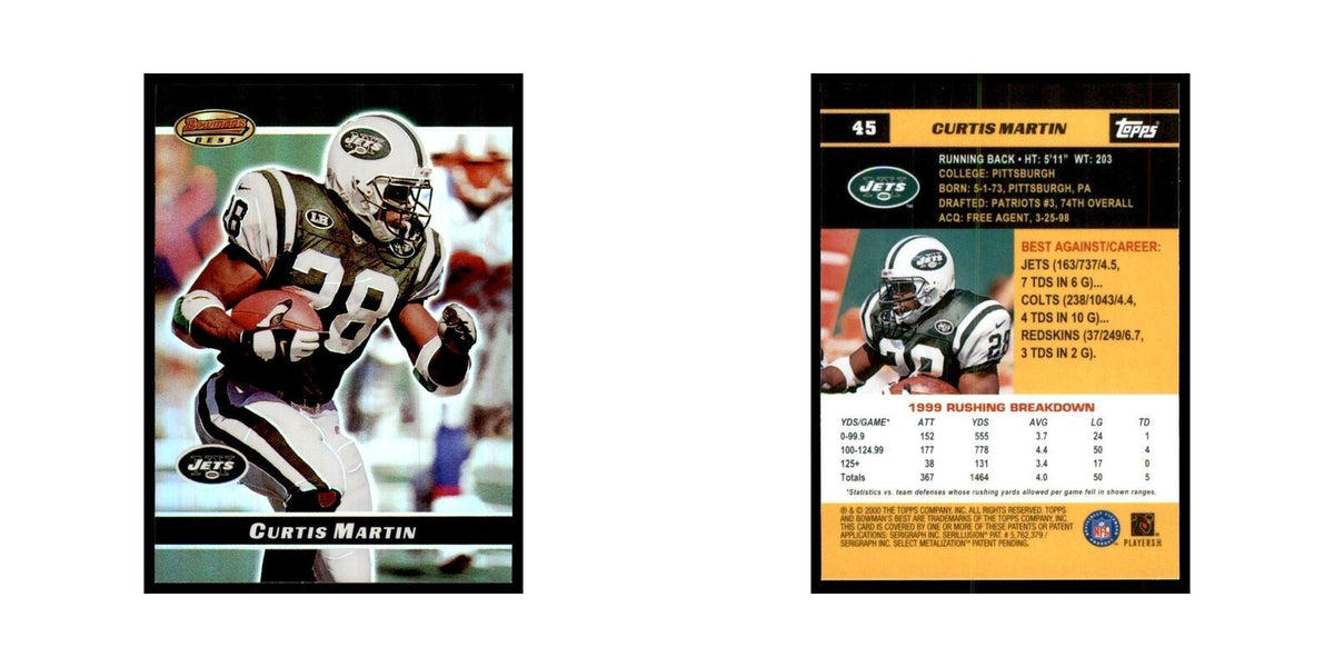2000 Bowman's Best Curtis Martin Football Cards #45